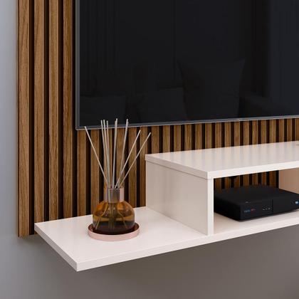 Imagem de Estante Painel Suspenso TV 48 Polegadas Nicho Organizador Prateleira Decorativa Sala Quarto Moderno Dubai Preto - Lojas RPM