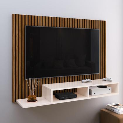 Imagem de Estante Painel Suspenso TV 48 Polegadas Nicho Organizador Prateleira Decorativa Sala Quarto Moderno Dubai Preto - Lojas RPM