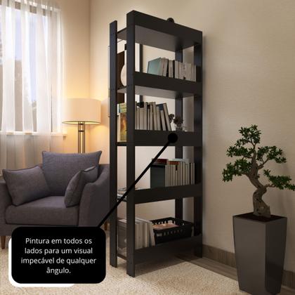 Imagem de Estante para livro com 3 prateleiras pés com sapatas plásticas - Preto