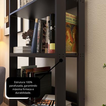 Imagem de Estante para livro com 3 prateleiras pés com sapatas plásticas - Preto