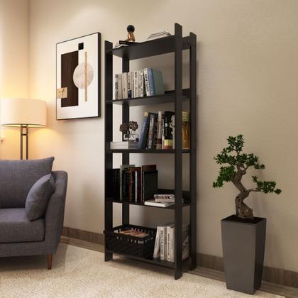 Imagem de Estante para livro com 3 prateleiras pés com sapatas plásticas - Preto