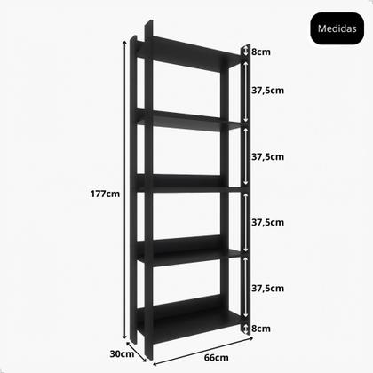 Imagem de Estante para livro com 3 prateleiras pés com sapatas plásticas - Preto