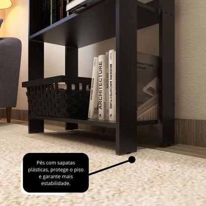 Imagem de Estante para livro com 3 prateleiras pés com sapatas plásticas - Preto