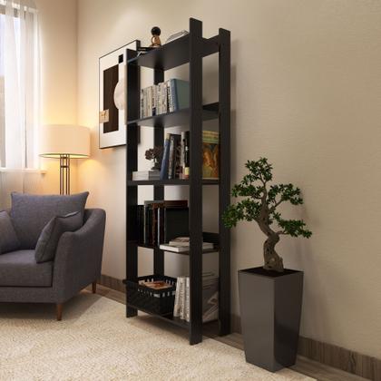 Imagem de Estante para livro com 3 prateleiras pés com sapatas plásticas - Preto