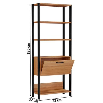 Imagem de Estante para Livros 1 Porta 100% Mdf E95 Freijó/Preto Fosco - Dalla Costa