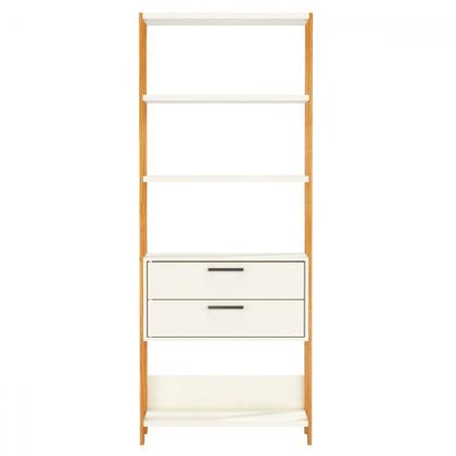 Imagem de Estante para Livros 2 Gavetas 100% Mdf E91 Off White/Freijó/Gold - Pradel