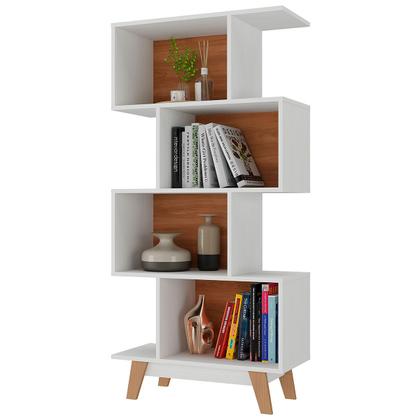 Estante para Livros 4 Nichos Branco/Nogal - Hecol Móveis Imagem de Estante para Livros 4 Nichos Branco/Nogal - Hecol Móveis