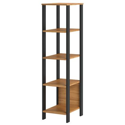 Imagem de Estante para Livros 4 Prateleiras 100% Mdf Freijó/Preto Fosco F28 - Pradel