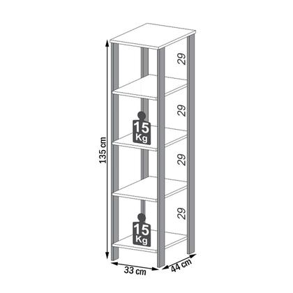 Imagem de Estante para Livros 4 Prateleiras 100% Mdf Freijó/Preto Fosco F28 - Pradel