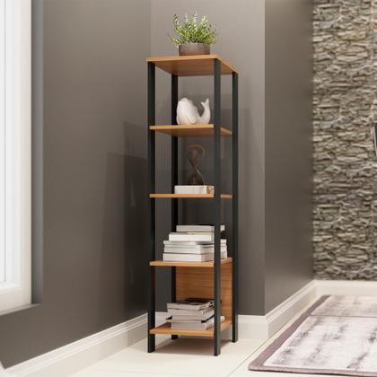 Imagem de Estante para Livros 5 Prateleiras Industrial Freijó/Preto - Dalla Costa