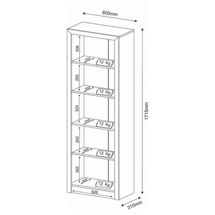 Imagem de Estante Para Livros 60x171,5x31,5 cm Nogal Tecnomobili