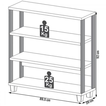Imagem de Estante para Livros Industrial 2 Prateleiras 100% Mdf Off White/Freijó F23 - Pradel