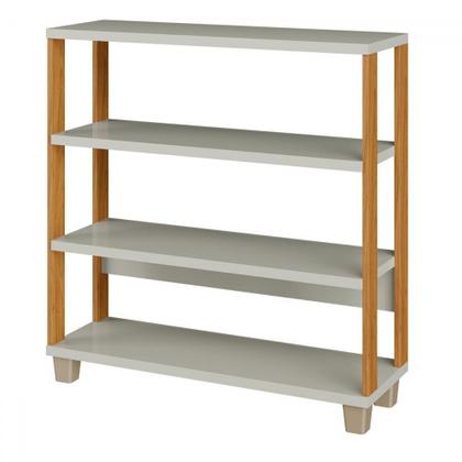 Imagem de Estante para Livros Industrial 2 Prateleiras 100% Mdf Off White/Freijó F23 - Pradel