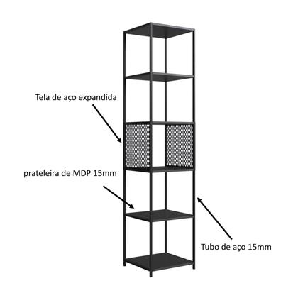 Imagem de Estante para Livros Industrial 5 Prateleiras 180cmx40cm P1023