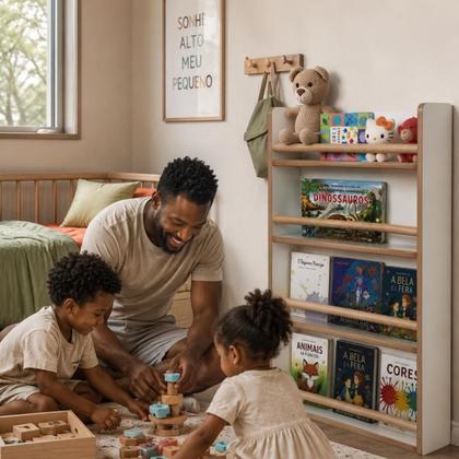 Imagem de Estante para Livros Infantil com 3 Prateleiras Organizadoras para Brinquedos - Mel