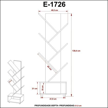 Imagem de Estante para Livros Multiuso E1726 Tecno