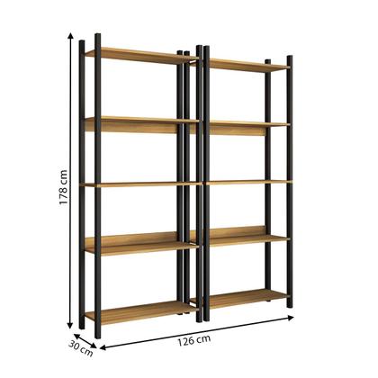 Imagem de Estante para Livros Nobre 10 Prateleiras Estilo Industrial Freijó/Black - Panorama Móveis