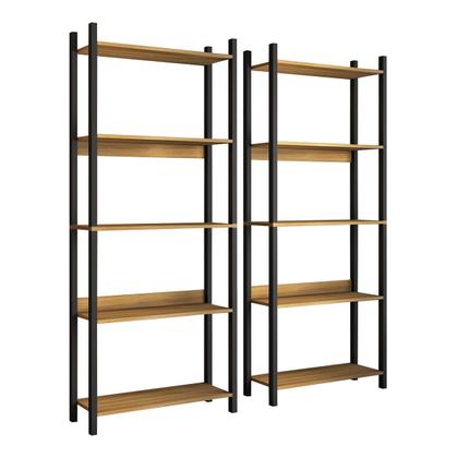 Imagem de Estante para Livros Nobre 10 Prateleiras Estilo Industrial Freijó/Black - Panorama Móveis