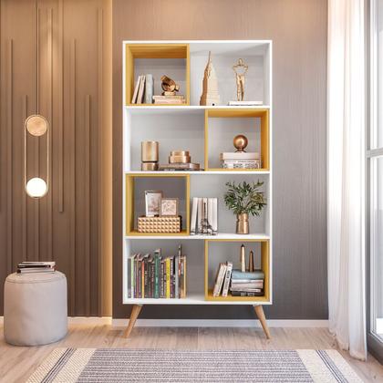 Imagem de Estante para Livros Retrô com 4 Nichos Removíveis 180cmx90cm Atlas Yescasa