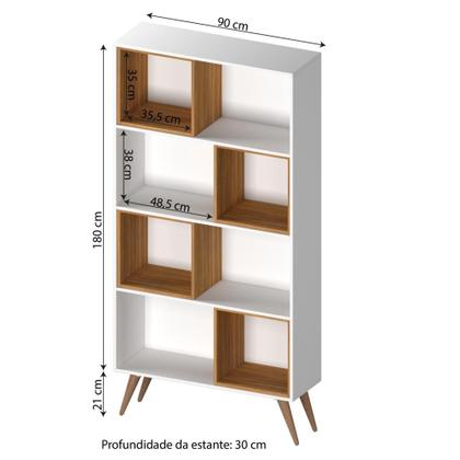 Imagem de Estante para Livros Retrô com 4 Nichos Removíveis 180cmx90cm Atlas Yescasa