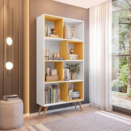 Imagem de Estante para Livros Retrô com 4 Nichos Removíveis 180cmx90cm Atlas Yescasa