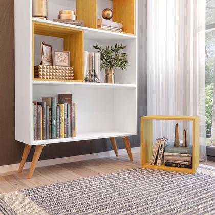 Imagem de Estante para Livros Retrô com 4 Nichos Removíveis 180cmx90cm Atlas Yescasa
