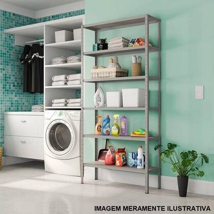 Imagem de Estante Para Livros Sala Almoxarifado Multiuso De Aço 6 Prateleiras 90cm Resistente Armário Para Organização Quarto Escritório