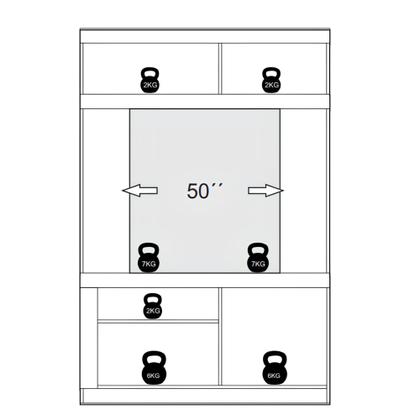 Imagem de Estante para TV até 50 Polegadas Sala Home Theater 1 Porta 2 Prateleiras 270cm Decibal Móveis ES503 Cor Marrom e Off White