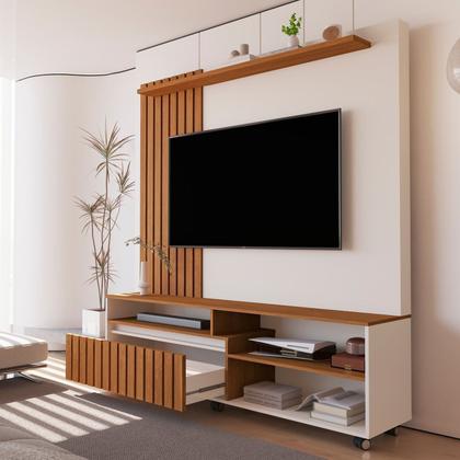 Imagem de Estante para TV até 65 Polegadas Home Theater Ripado com Rodízios Havana