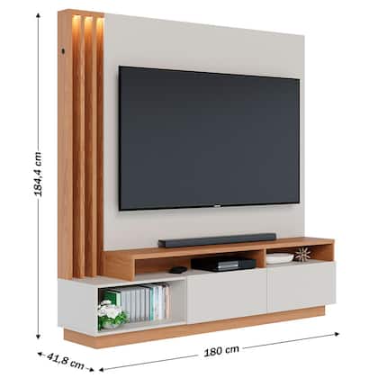 Imagem de Estante para TV Até 75 Polegadas Humaitá 2 Portas Off White Matte/Freijó - Colibri