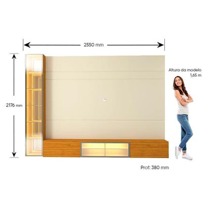 Imagem de Estante para TV até 90 Polegadas 255cm com Porta Reflecta LED 100% MDF Luminare