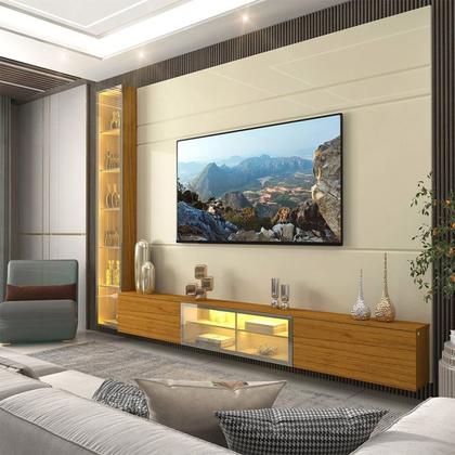 Imagem de Estante para TV até 90 Polegadas 255cm com Porta Reflecta LED 100% MDF Luminare