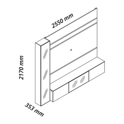 Imagem de Estante para TV até 90 Polegadas 255cm com Porta Reflecta LED 100% MDF Luminare