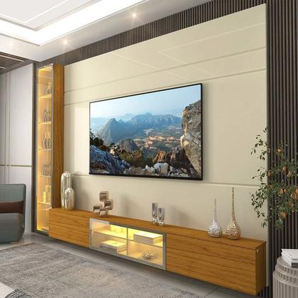 Imagem de Estante para TV até 90 Polegadas 255cm com Porta Reflecta LED 100% MDF Luminare