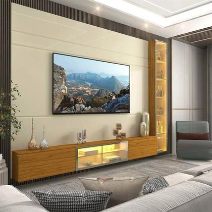 Imagem de Estante para TV até 90 Polegadas 255cm com Porta Reflecta LED 100% MDF Luminare