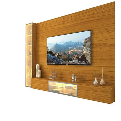 Imagem de Estante para TV e Home Theater até 90 Polegadas 100% MDF com LED com Vidro Reflecta 255,2CMX217,6cm Porta LED Luminare Yescasa Marrom