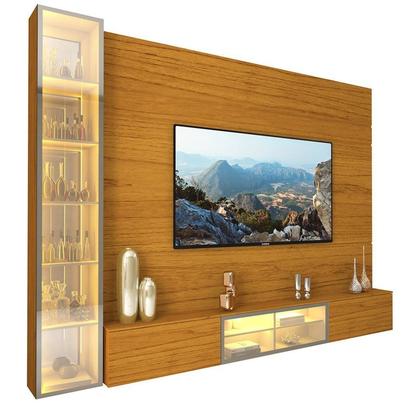 Imagem de Estante para TV e Home Theater até 90 Polegadas 100% MDF com LED com Vidro Reflecta 255,2CMX217,6cm Porta LED Luminare Yescasa Marrom