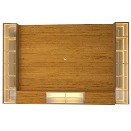 Imagem de Estante para TV e Home Theater até 90 Polegadas 100% MDF com LED com Vidro Reflecta 293,4CMX217,6cm Porta LED Luminare Yescasa Marrom