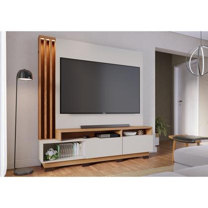 Imagem de Estante para TV e Home Theater Ripado para TV até 65 Polegadas com LED 180CMX184CM LED 2 Portas Humaitá Colibri Branco