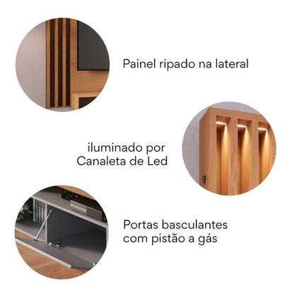 Imagem de Estante para TV e Home Theater Ripado para TV até 65 Polegadas com LED 180CMX184CM LED 2 Portas Humaitá Colibri Marrom