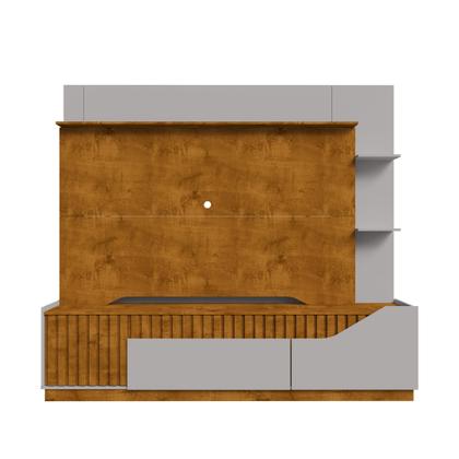 Imagem de Estante para TV e Home Theater Ripado para TV até 75 Polegadas MDF 210CMX186CM 1 Gaveta 2 Portas Marrom