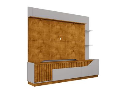Imagem de Estante para TV e Home Theater Ripado para TV até 75 Polegadas MDF 210CMX186CM 1 Gaveta 2 Portas Marrom