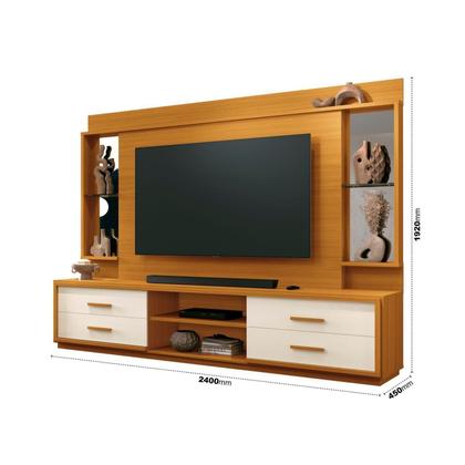 Imagem de Estante para TV para TV até 75 Polegadas com Espelho e Vidro Marrom 192x240cm Leni