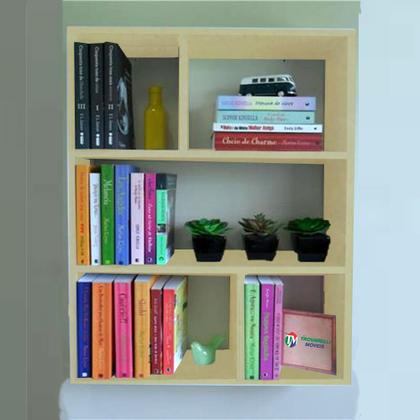 Imagem de Estante Parede MDF Natural Livros Decoracao Resistente