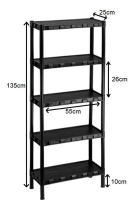 Imagem de Estante Plástica Modular Com 5 Prateleiras preta