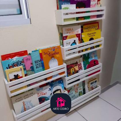 Imagem de Estante Porta Livro Infantil Nicho Organizador De Brinquedos Mdf 4un55cm