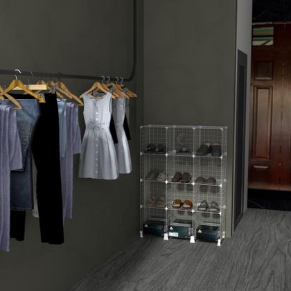 Imagem de Estante Prateleira Balcão Expositor Aramado 12 Nichos Preto Organizador de Aço