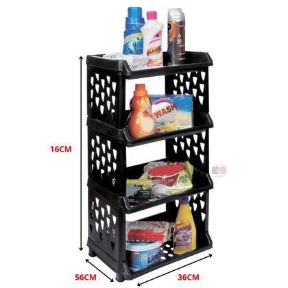 Imagem de Estante Prateleira Cesto Organizador 4 Andares Resistente Lavanderia Banheiro Cozinha