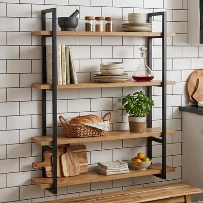 Imagem de Estante Prateleira Design Industrial Para Livros Metalon Mdf Casa nicho madeira rustico escritorio