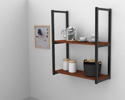 Imagem de Estante Prateleira Industrial Casa Comércio Resistente Moderno EleganteMarrom 60X20 Brasforma